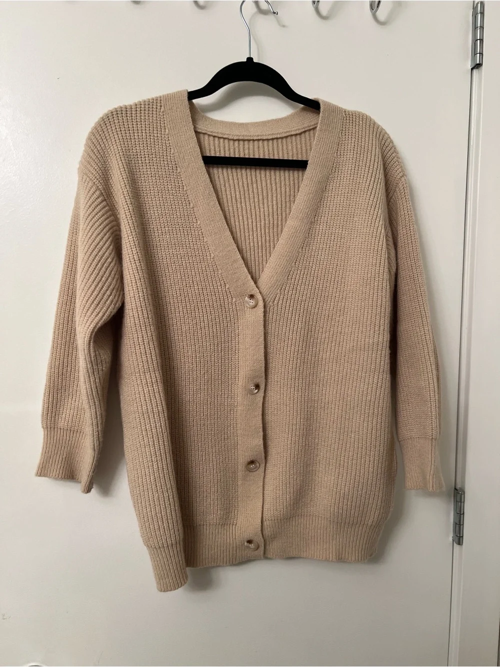 Beige Button‑Front Cardigan – Size Medium - Picture 3 of 6